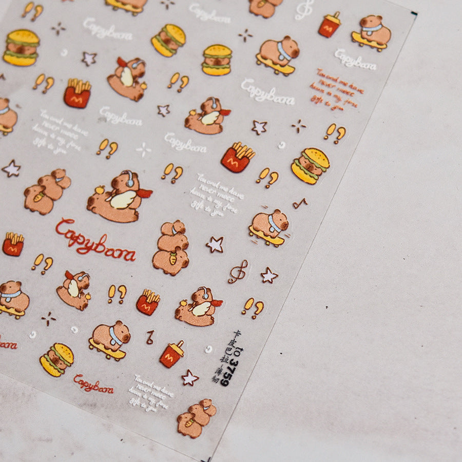 365nails: "Cute Capybara" – nail art stickers