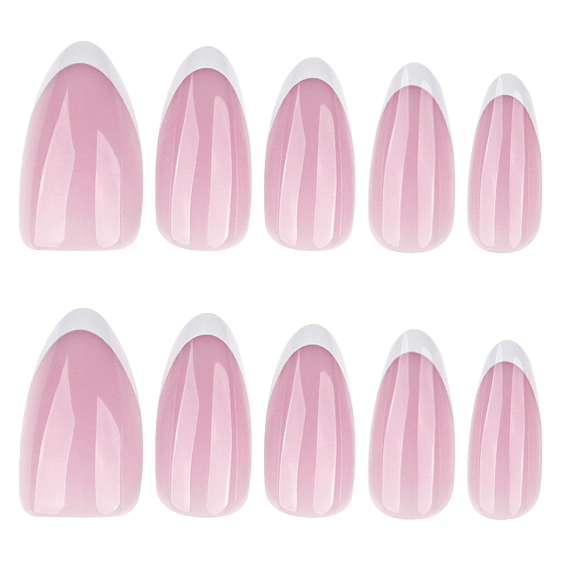 Minimalist Pink Ombre French Almond Press On Nails