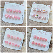 365nails: "粉色甜心系列" – 短款圓形手工製兒童穿戴甲 (4 styles)