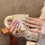 handmade nails full of diamonds, flower special-shaped diamond square length A type removable belt type extra long | 365nails