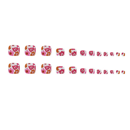 Retro matte kaleidoscope manicure multi-color flower fake nails Press-on toenails models press-on nails fake nails wholesale 24 pieces｜365nails