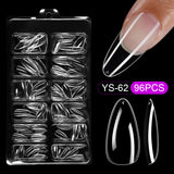 Nail Tips press on nails pads 96 pieces seamless ultra-thin almond fake nail patches removable fully transparent matte extended manicure