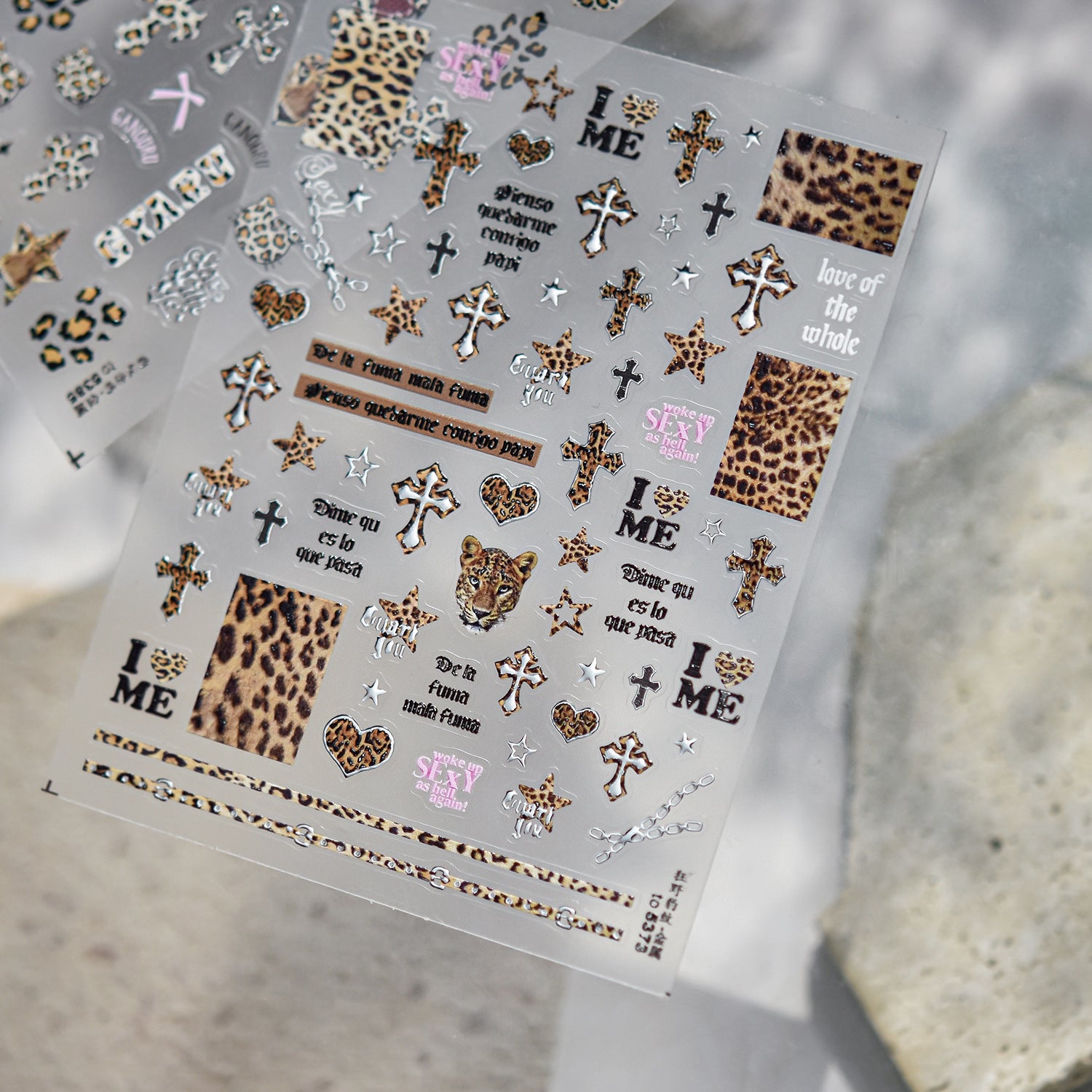 Denim Patch Collection: "Vintage Denim Patch & Kitten" – 3D Embossed Nail Sticker