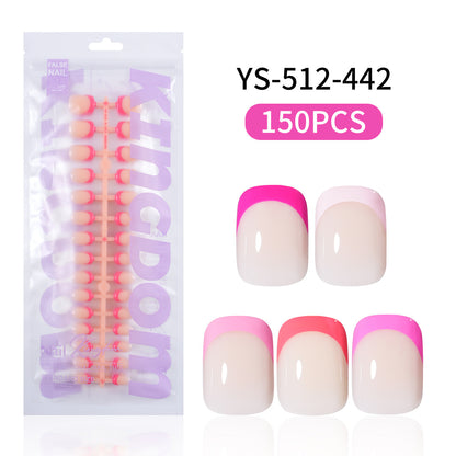 Nail Tips Press on nails French five-color finished product Naked fake nails Traceless advanced simple removable prefabricated nail art wholesale