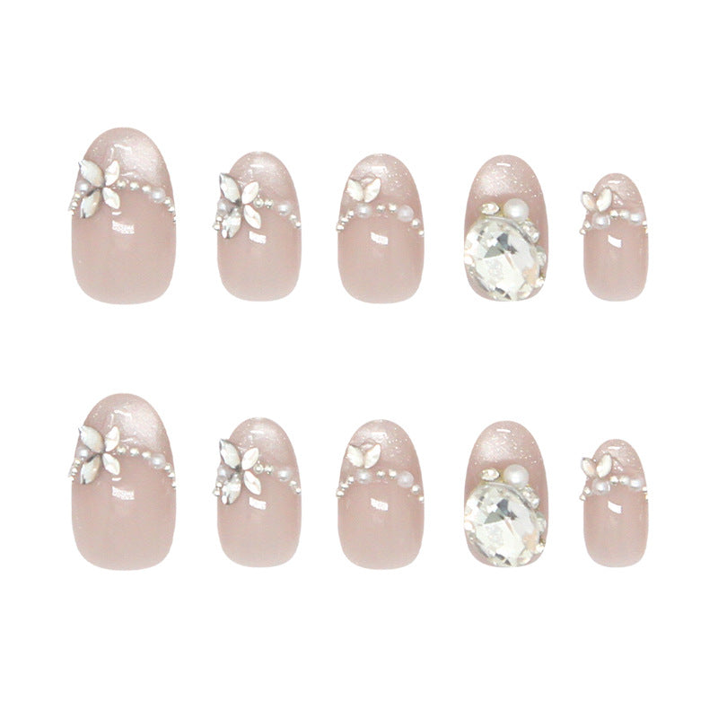 Pontas de unha pré-fabricadas, flash de unha de gato, francesa, pérola, pilha, diamante, doce, manicure removível, 30 peças｜365 unhas