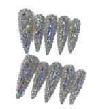 Rainbow Crystal Glass Press On Nails