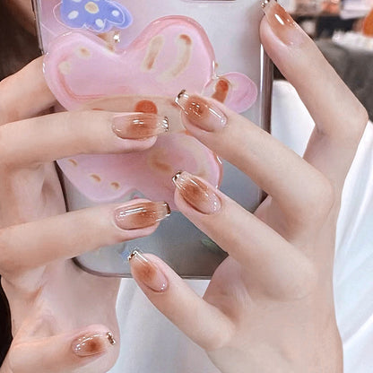 Wearable Nail Patch False Nail Nail Patch Persian Orange Blush Nail Art Removable Nail Art Wholesale｜365nails