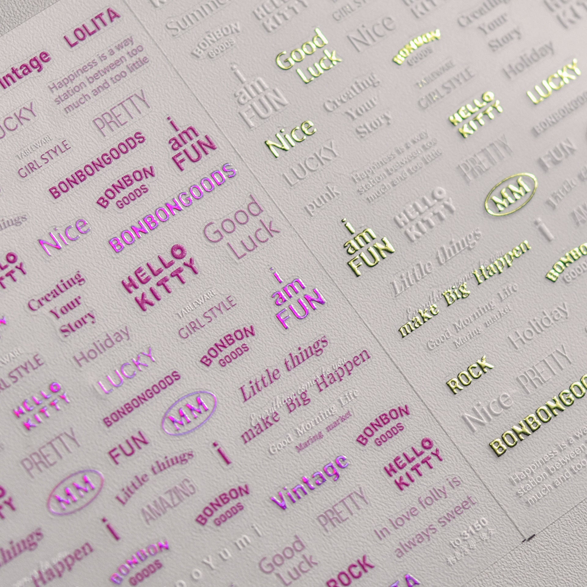 365nails: "Pink Slogan Text Embossed Set" – Nail Art Stickers