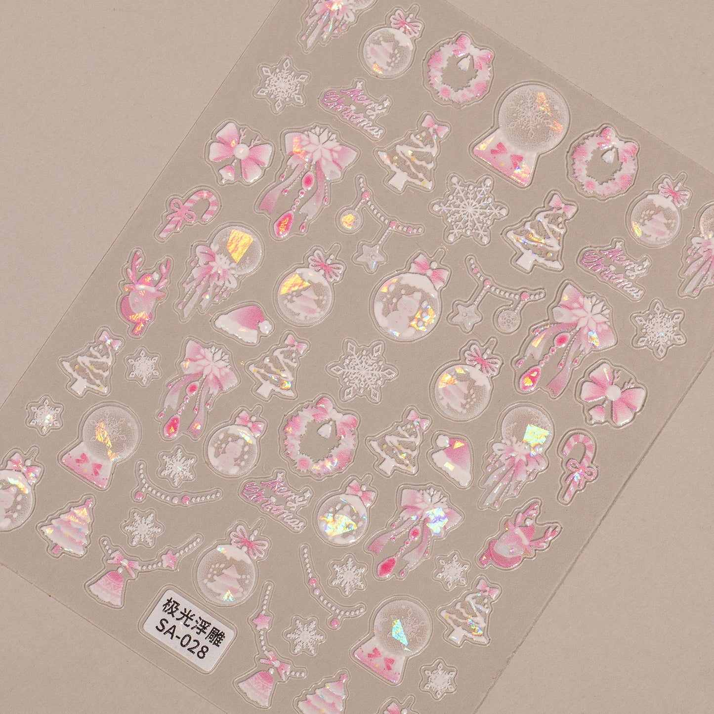 Aurora Christmas Ball Nail Sticker 5D Embossed Three-dimensional Shell Light Christmas Atmosphere DIY Nail Sticker SA