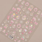 Aurora Christmas Ball Nail Sticker 5D Embossed Three-dimensional Shell Light Christmas Atmosphere DIY Nail Sticker SA