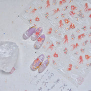 Oriental Goldfish & Cherry Blossom: "Elegant Pond Goldfish" – 5D Embossed Nail Sticker