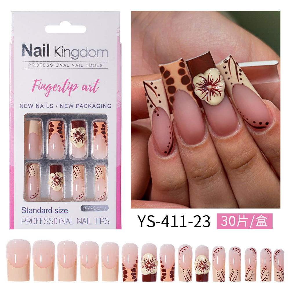 Press on nails advanced sense belt drill three-dimensional detachable nail art Spice girl fake nail press on nails wholesale