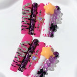 Neon Star Snake Crystal Bold Press On Nails