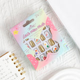 Kids press-on nails Pointed almond nail stickers Cartoon golden flowers 24 pieces Detected