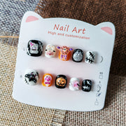 365nails-Série Infantil de Halloween Assustador: "Desfile de Monstros" – Nail Art Infantil Curta Quadrada