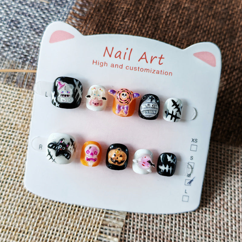 365nails-Série Infantil de Halloween Assustador: "Desfile de Monstros" – Nail Art Infantil Curta Quadrada