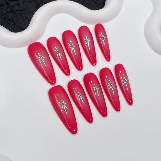 Handmade press-on nails spray gun hand-painted Xingmania Spice Girl long nail patch Wearable nail sticker Yiwu nail art｜365nails