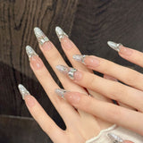 Silver Glitter Gradient Rhinestone Luxury Press On Nails