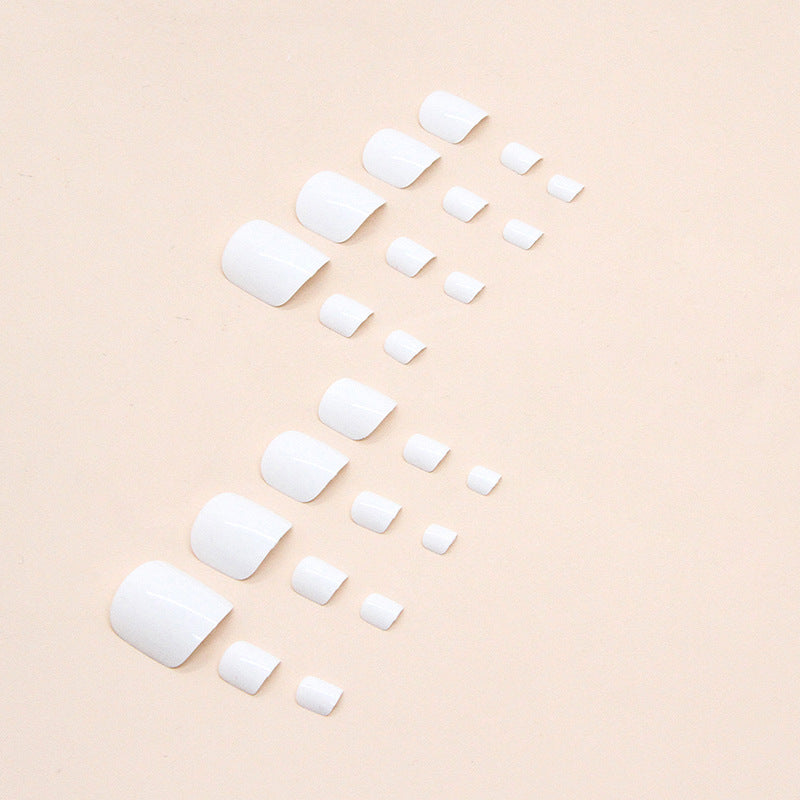 Uñas postizas blancas puras y simples, esmalte de uñas a presión, uñas postizas blancas brillantes, manicura portátil, 24 piezas en caja | 365nails
