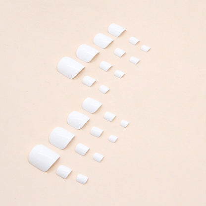 Uñas postizas blancas puras y simples, esmalte de uñas a presión, uñas postizas blancas brillantes, manicura portátil, 24 piezas en caja | 365nails