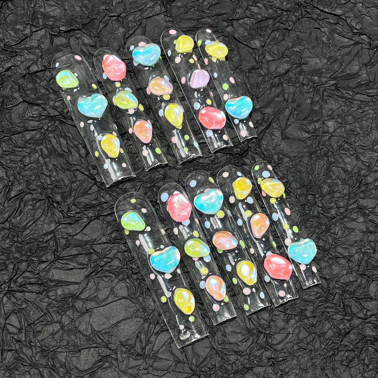 Macaron Ice Penetrating Handmade Press-on Nails   Super Long Water Pipe Nail Patch Wearable Nail Patch｜365nails