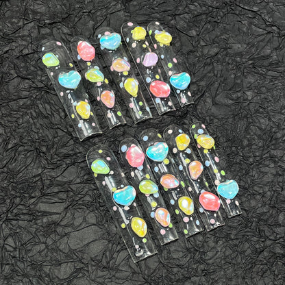Macaron Ice Penetrating Handmade Press-on Nails   Super Long Water Pipe Nail Patch Wearable Nail Patch｜365nails