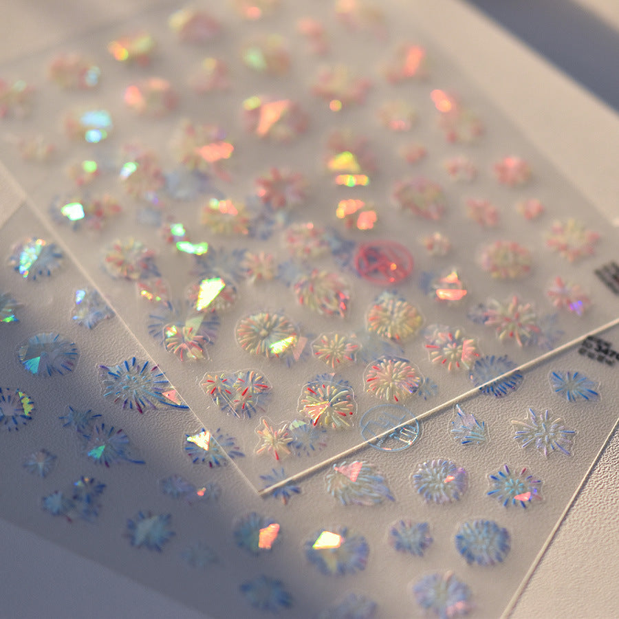 Shell Firework Collection: "Iridescent Sparkle" – 3D Holographic Nail Sticker