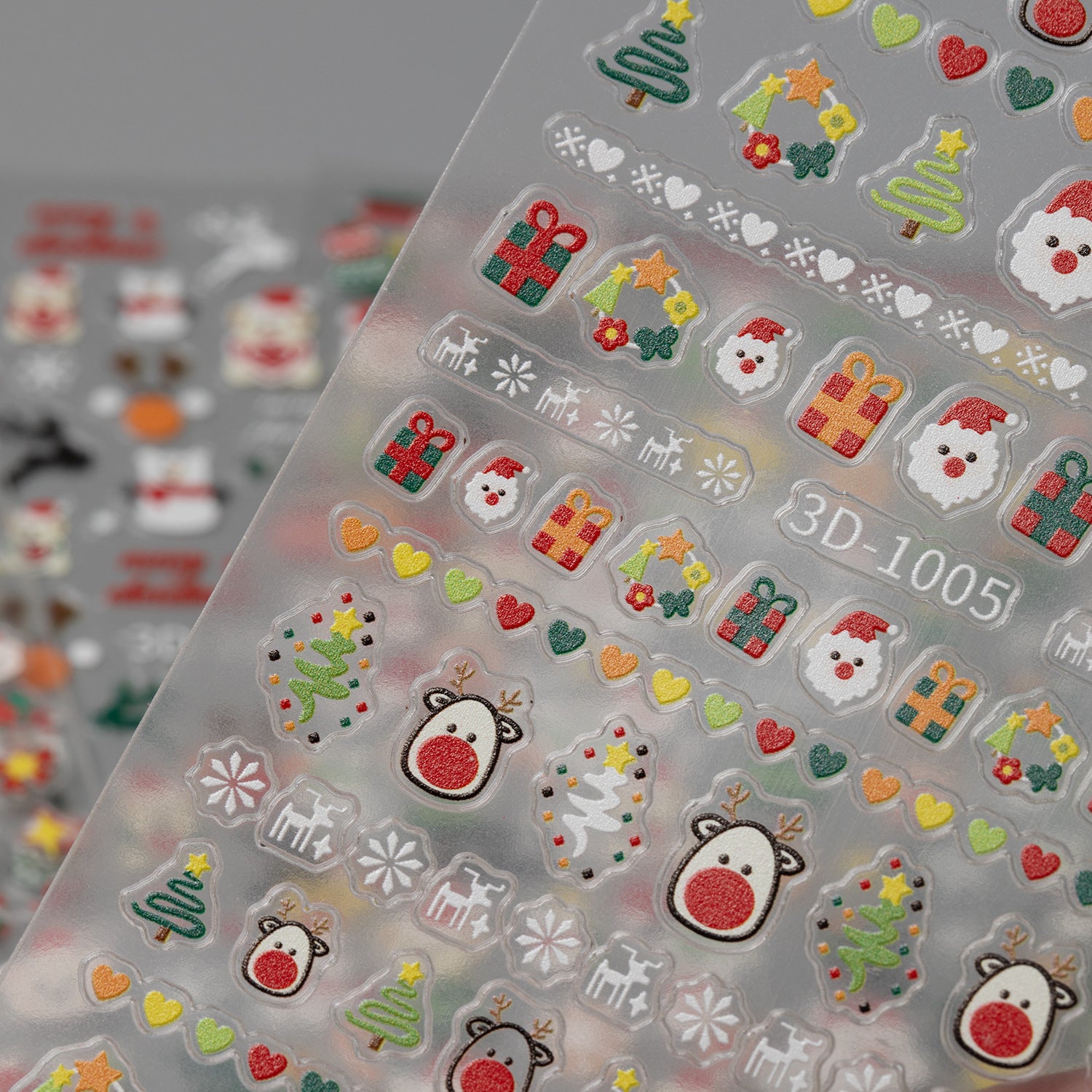 Christmas Series Nail Art Sticker Flat Belt Adhesive Christmas Snowman Elk Nail Sticker Ornament 3D