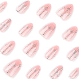 Bohemian short almond light pink press-on nails