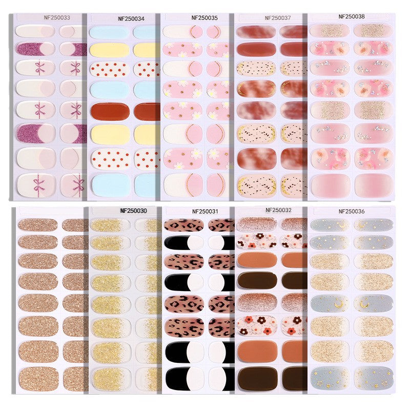 Semi-Cured Gel Nail Strips French Leopard Chic Glossy Design (MOQ=3)