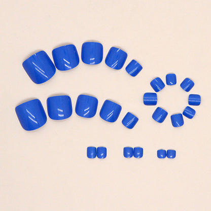 Unhas postiças azuis-marinhas com sensação refrescante de verão, manicure de cor sólida, unhas postiças de vento, unhas postiças, peça especial para atacado｜365nails