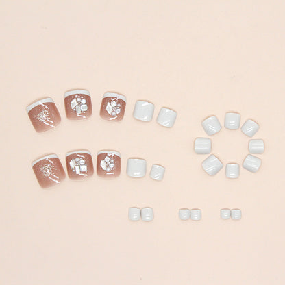 Explosive diamond glitter white French Press-on toenails fake nail  special Press-on toenails nail milk white solid color nail piece｜365nails