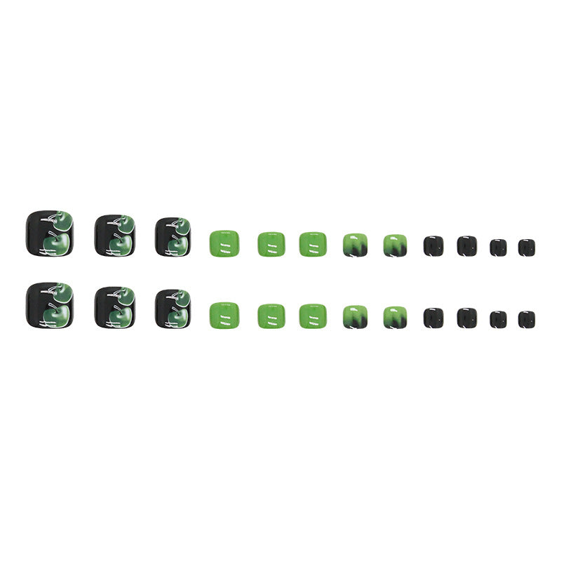Press-on toenails style, fresh and natural, green apple vitality manicure, light green fake nails,  fashion Press-on toenails nail wear｜365nails
