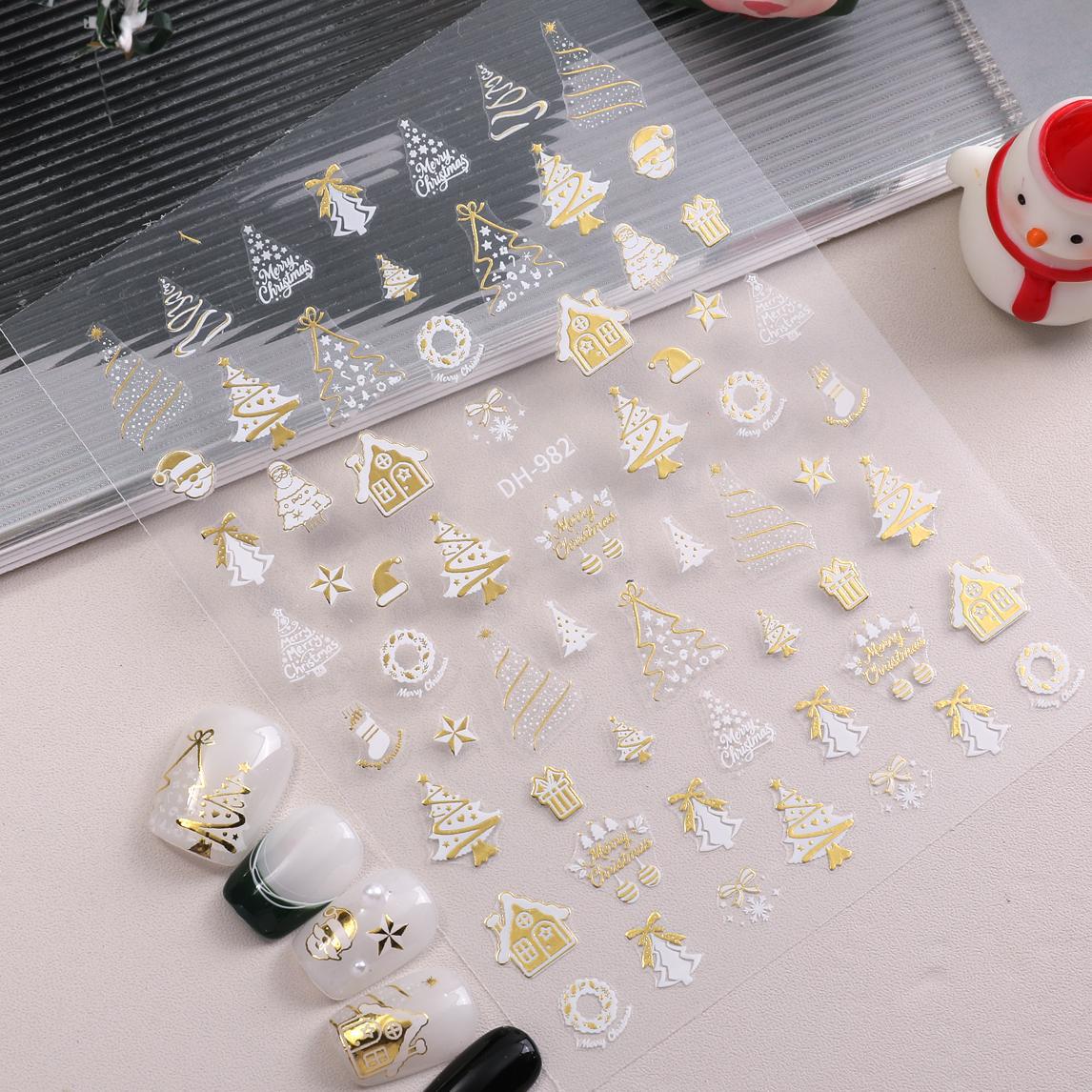 Christmas Series Nail Sticker Flat Belt Adhesive Christmas Snowman Elk Nail Art Sticker Ornament DH