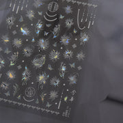 Holographic Blue Epiphyllum & Celestial Nail Sticker Set – "Celestial Epiphyllum Glow"