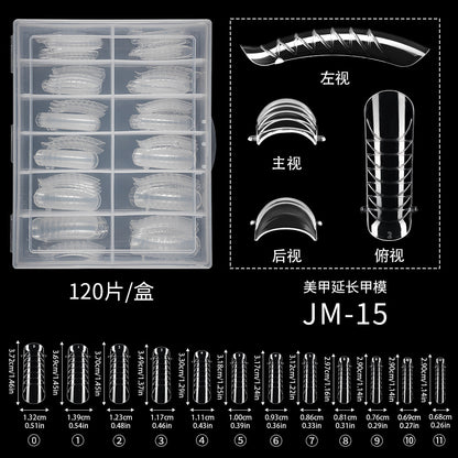 Nail Tips 120 transparent crystal nail molds, boxed with graduated crystal extension nail molds,  rapid phototherapy extension nail molds