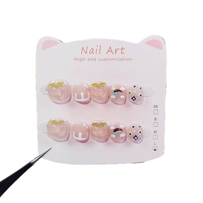 Fart Peach Rainbow Pastel Cute Kids Press On Nails