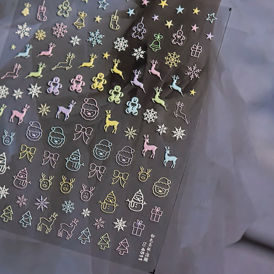 365nails: "Pastel Christmas Outline" – nail art stickers