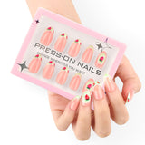 Premium 30 Pieces Boxed French Short Almonds Fresh Strawberries press-on nails