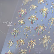 Holographic Firework Nail Stickers – 3D Embossed Iridescent Celebration Set