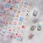 Cute Bear Couple Collection: "Teddy Love" – 3D Embossed Nail Sticker