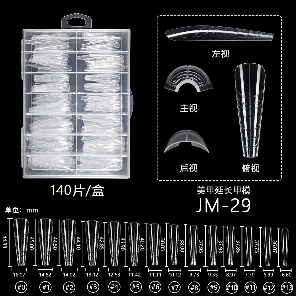Nail Tips New Nail Art Mold 140 Pieces Boxed Transparent Rapid Phototherapy Extension Nail Fit Thin Crystal Extension Scale Nail