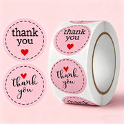 粉色「Thank You」愛心貼紙卷 | 可愛包裝封口貼（適合小型商家）