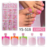 Nail Tips new French press on nails color French nude square toenail patch nail patch 150 pieces in a box