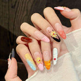 Colorful Floral Mixed Art Summer Nails