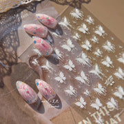365nails: 화이트 엠보싱 나비 네일 아트 스티커