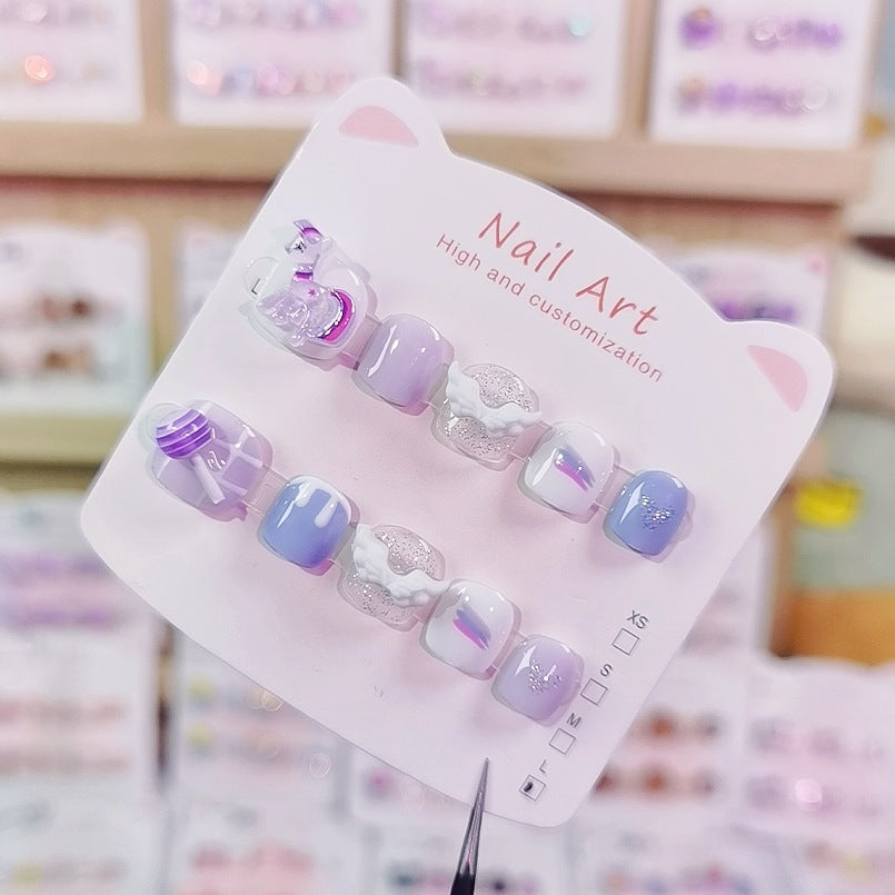 Pony Poly Purple Moon Kids Press On Nails Set