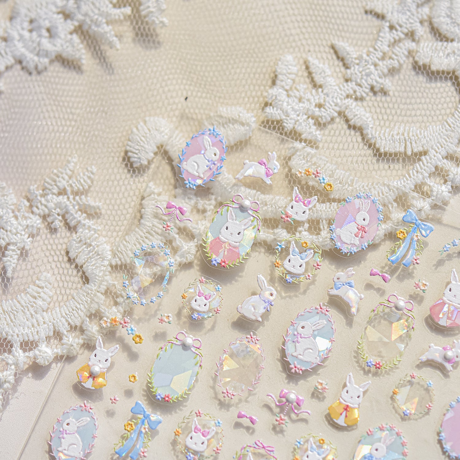 Crystal Bunny Collection: "Sweet Bunny" – 3D Iridescent Nail Sticker