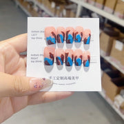 365nails-霓虹抽象：「霓虹迷彩」 – 短款 方形 手工製穿戴甲
