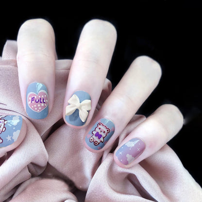 Press on  nail piece Sweet fairy nail piece Cute girl pure desire blush nail ice through new fake nails｜365nails